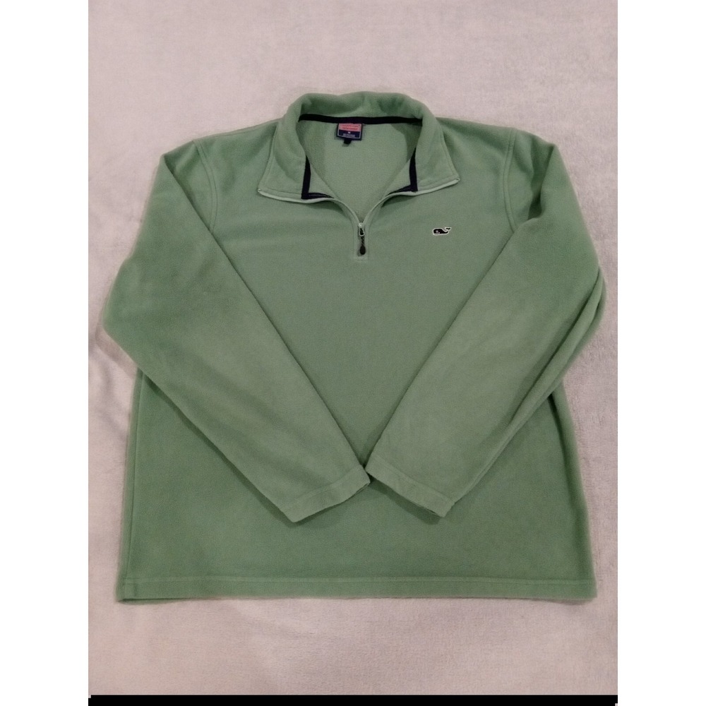 Vineyard Vines Men's Medium 1/4 Zip Pullover Golf Sweater Green Long Sleeve
